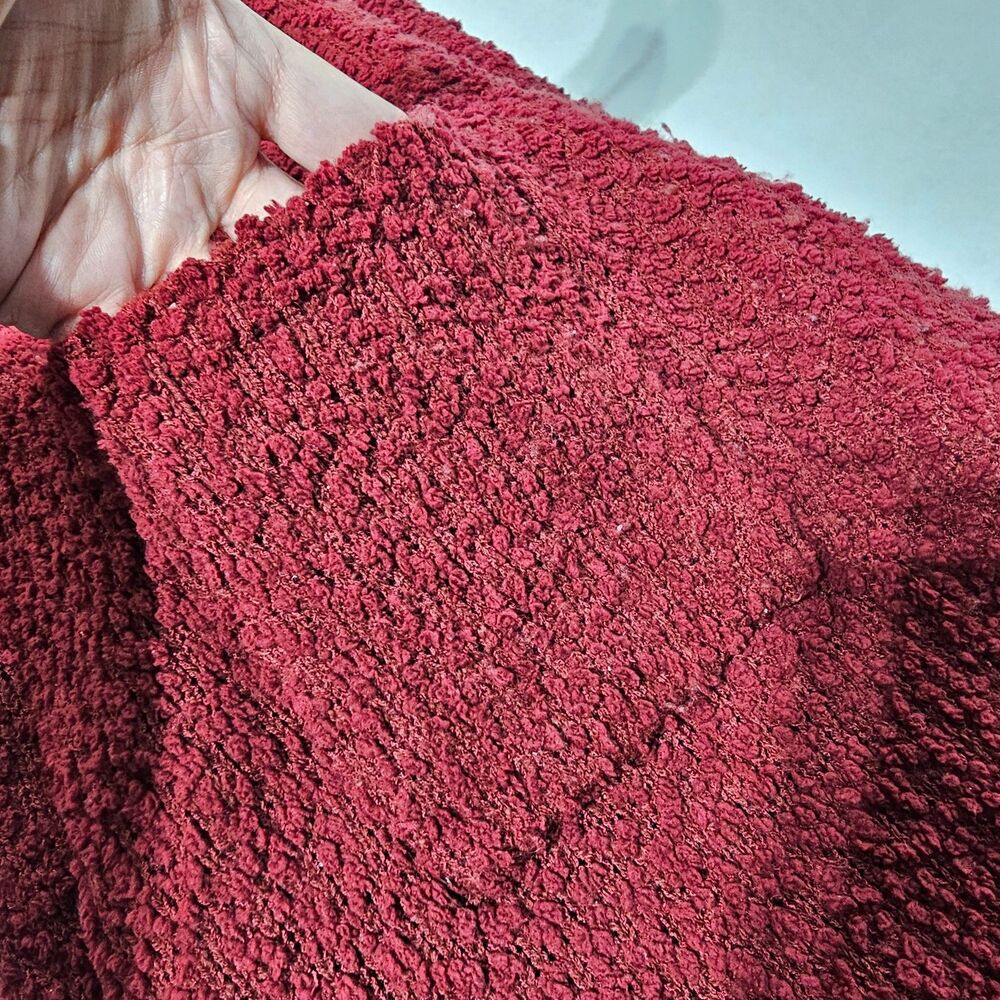 Modern Canvas Red Chenille Open Front Cardigan XXL Cozy Popcorn Knit Pockets - Picture 5 of 8